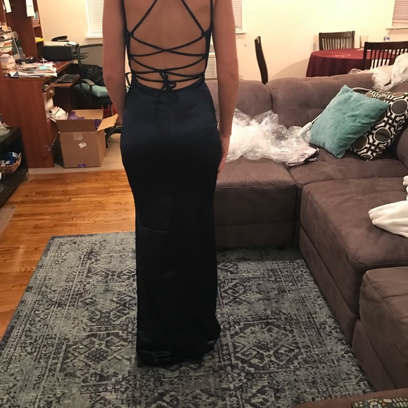 Navy satin dress - Picture 2 of 2